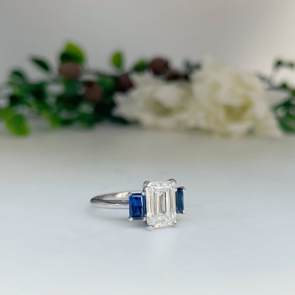 ‘Olympia’ Lab Grown 2.01ct E VS1 Diamond & Australian Sapphire Platinum Ring Ring Jason Ree Design 
