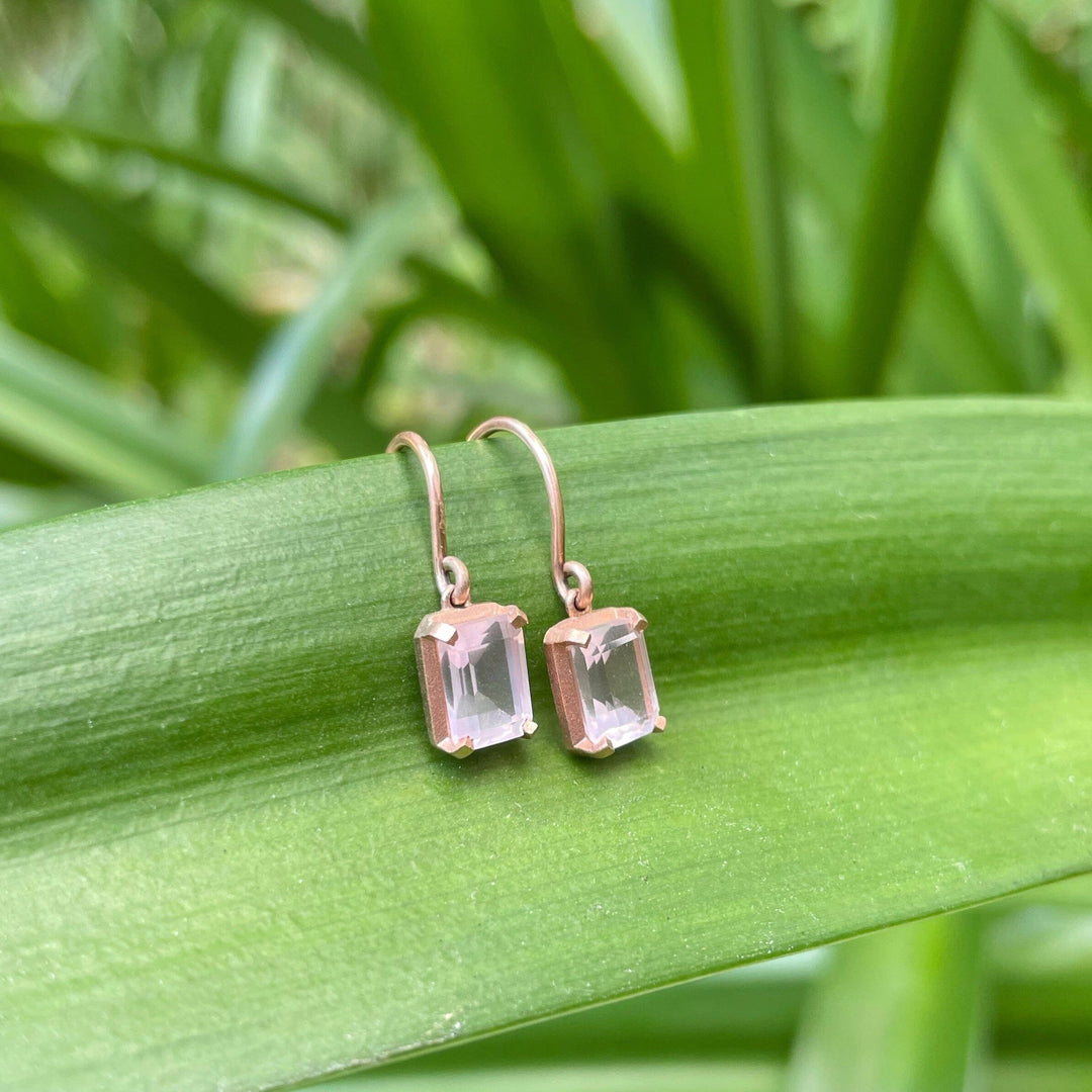 ‘Chevron’ Rose Quartz Rose Gold Earrings (Small) Earrings Jason Ree Design 