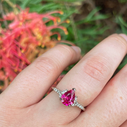 ‘Juliet’ 1.27ct Burma Ruby & Diamond Platinum ring Ring Jason Ree Design 