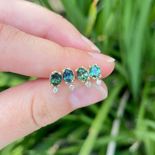 ‘Kyra’ Australian green sapphire and diamond earrings Earrings Jason Ree Design 
