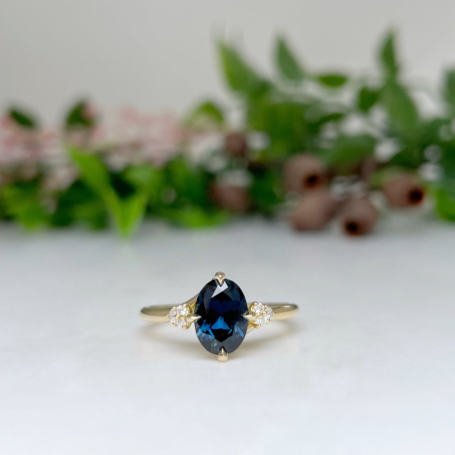 ‘Remy’ 1.23ct Blue Green Australian Sapphire &amp; Diamond Ring 