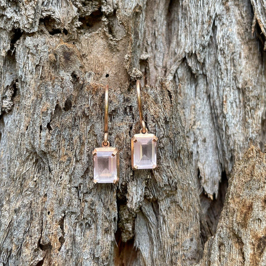 ‘Chevron’ Rose Quartz Rose Gold Earrings (Small) Earrings Jason Ree Design 
