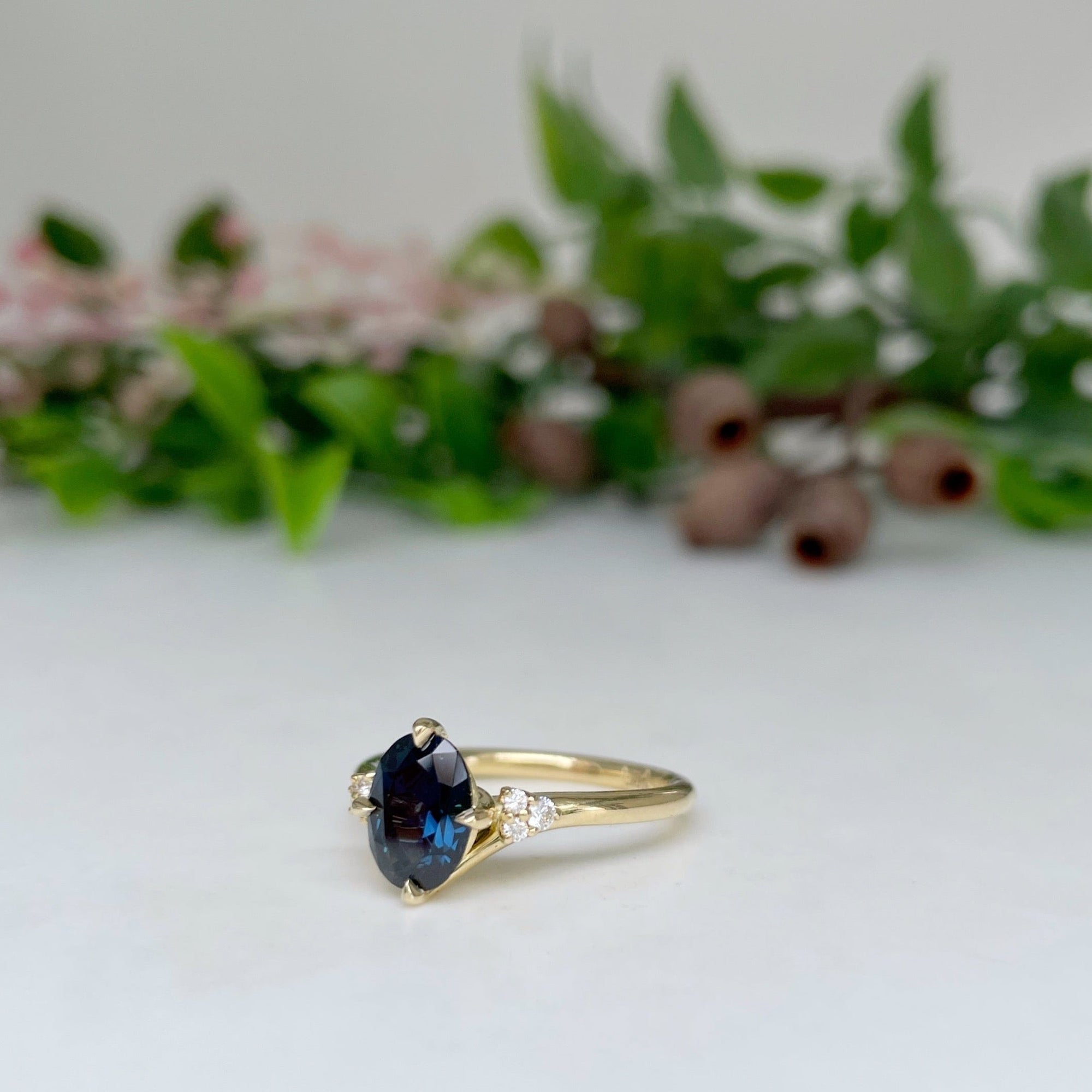 ‘Remy’ 1.23ct Blue Green Australian Sapphire &amp; Diamond Ring 