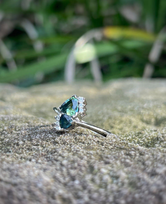 ''Ivy'' 1.83ct Trilliant Australian Sapphires & Diamond Ring Ring Jason Ree Design 