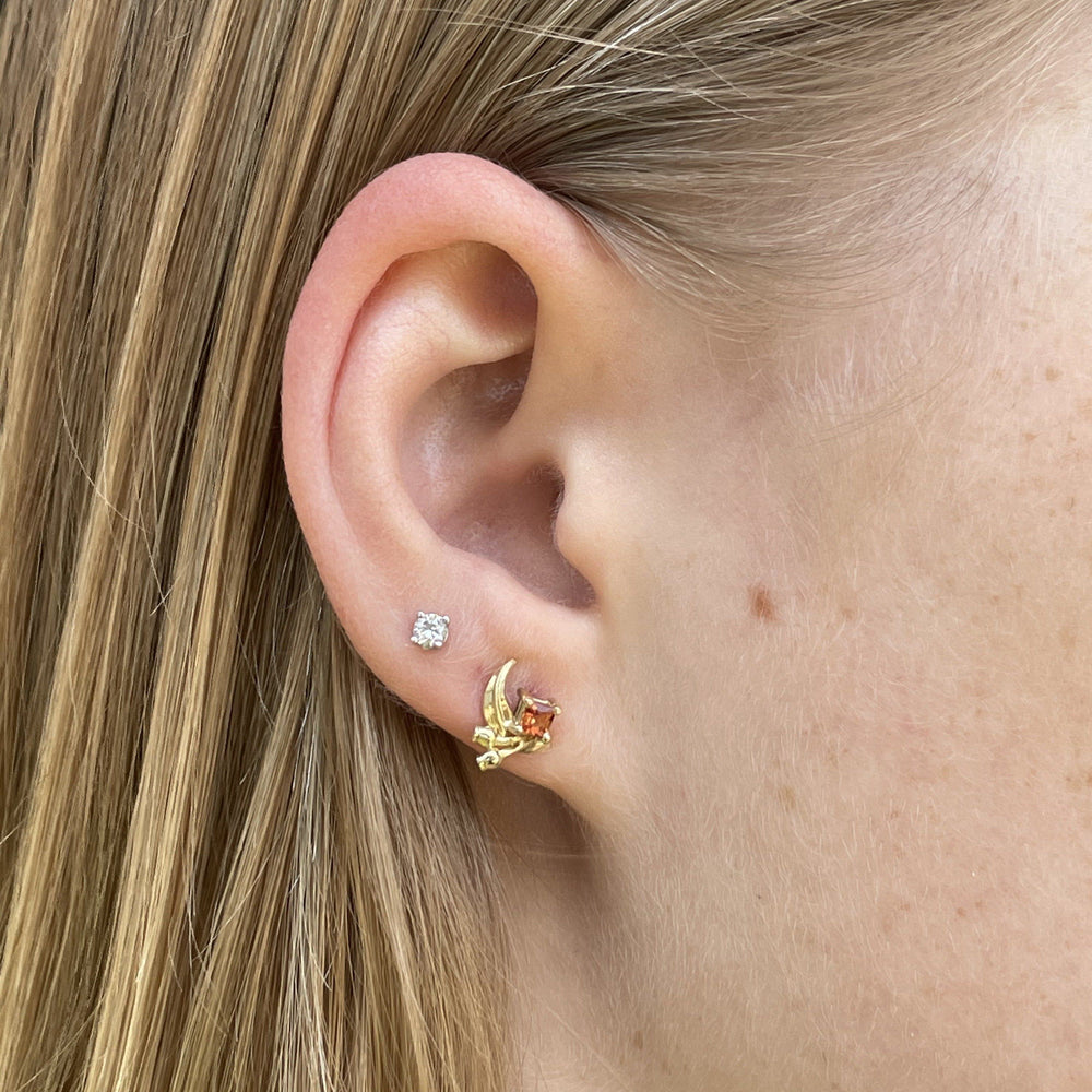 ''GumLeaf'' Orange Sapphire & White Gold Studs Earrings Jason Ree Design 