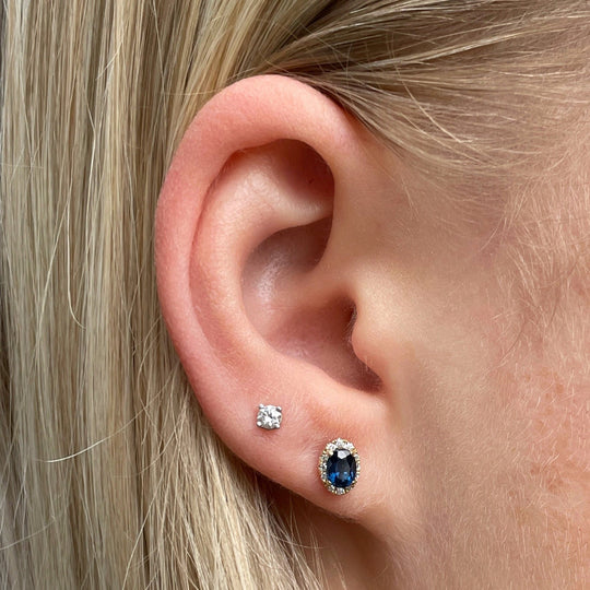 Mini ‘Anja’ Australian Blue Sapphire & Diamond earrings Earrings Jason Ree Design 