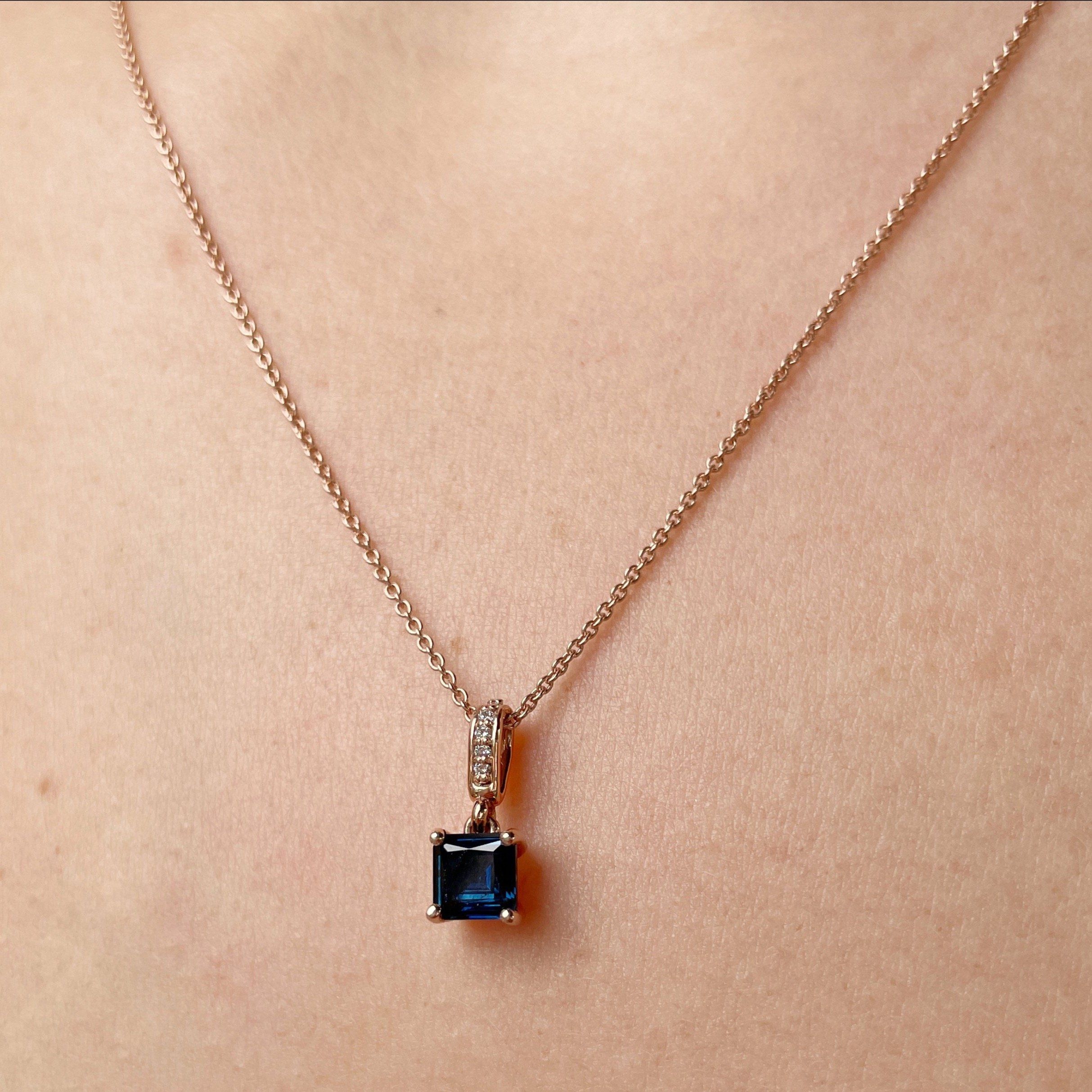 Sapphire rose gold on sale necklace