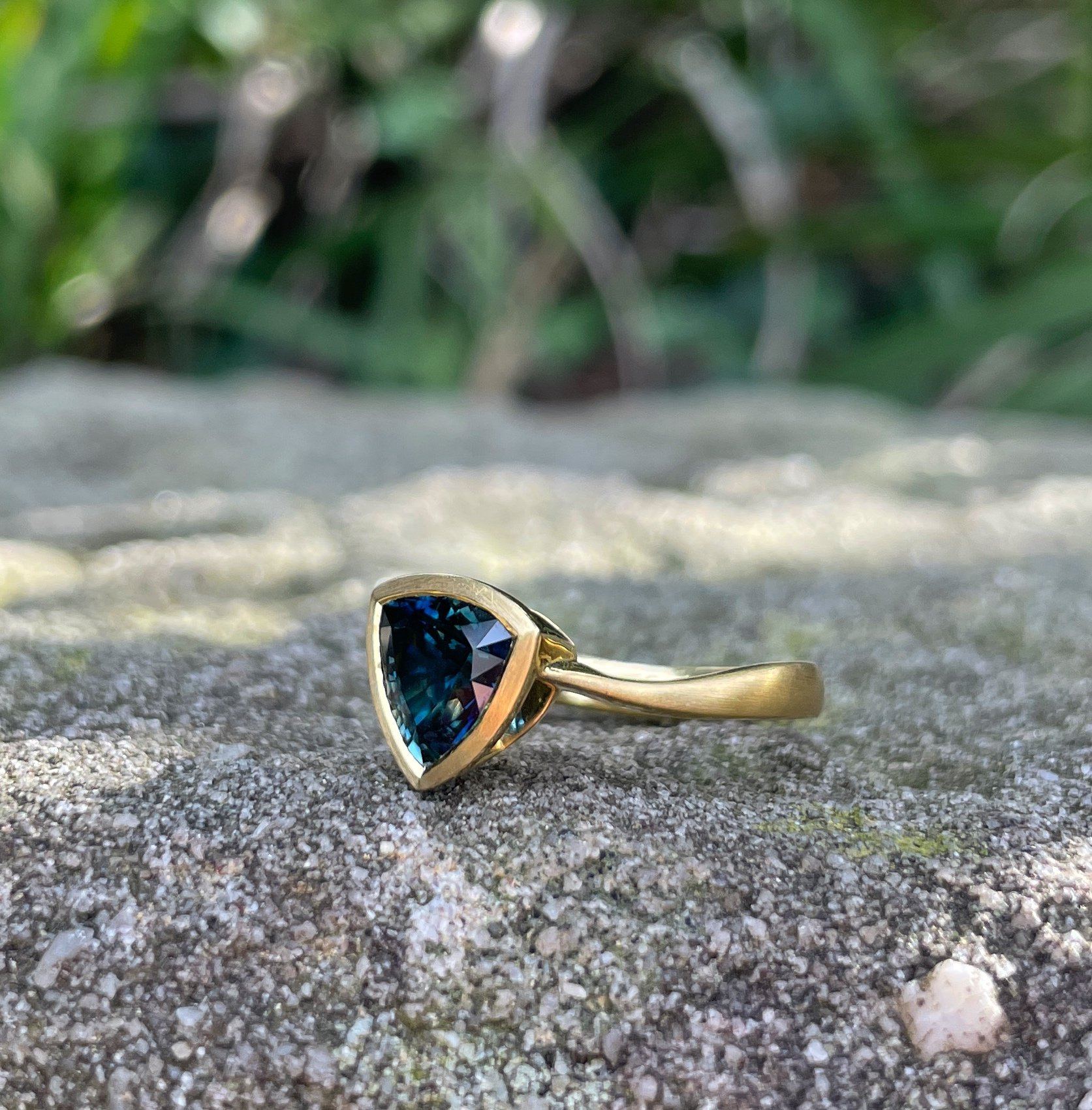 "Tangent" 1.78ct Australian Blue Trilliant Sapphire Ring Ring JasonRee 