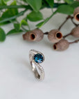 ‘La Mer’ 0.90ct deep Teal Australian Sapphire 18ct white gold ring Jason Ree Design 