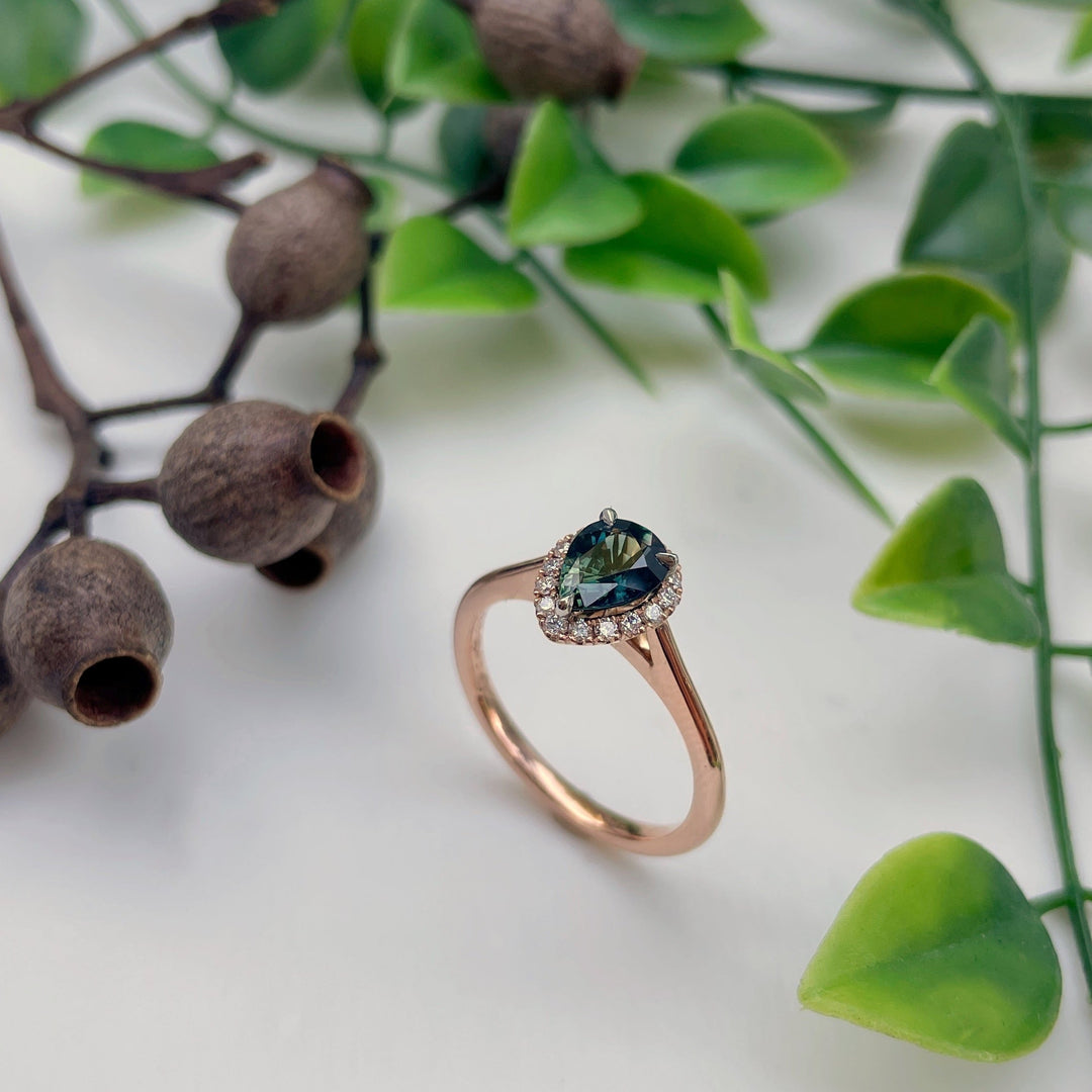 ‘Eden’ 1.04ct Teal Australian Sapphire & Diamond Ring Ring Jason Ree Design 