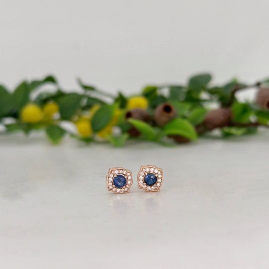 'Ogee' Australian Blue Sapphire Rose Gold Earrings Earrings Jason Ree Design 