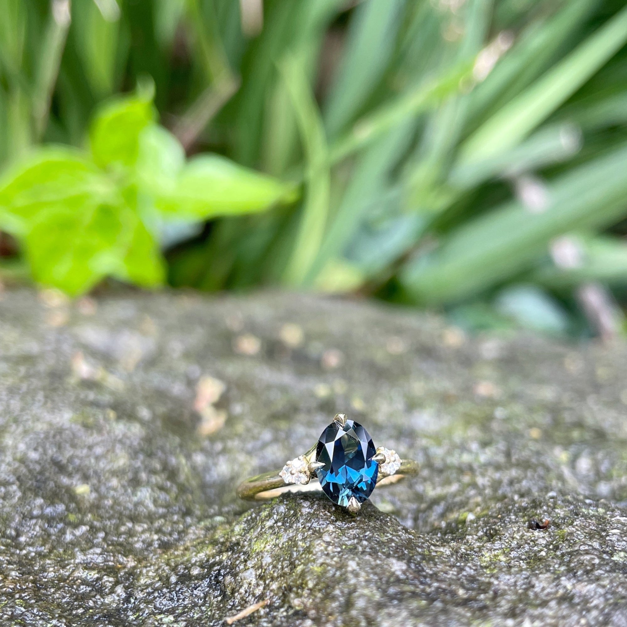 ‘Remy’ 1.23ct Blue Green Australian Sapphire & Diamond Ring 