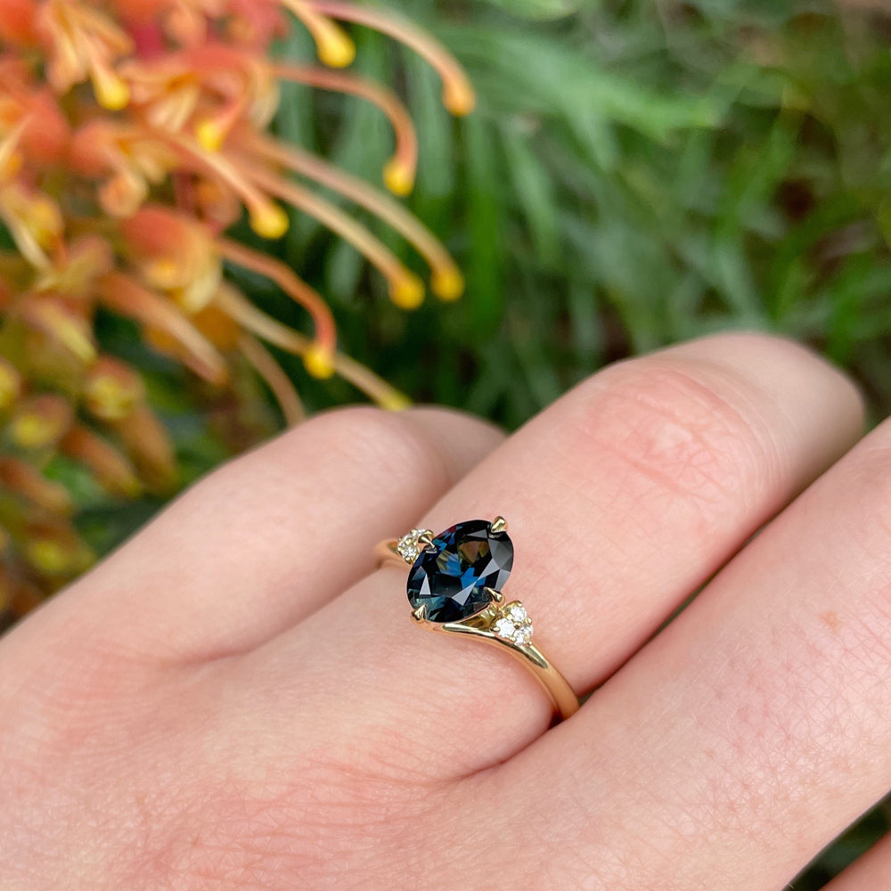 ‘Remy’ 1.23ct Blue Green Australian Sapphire & Diamond Ring 