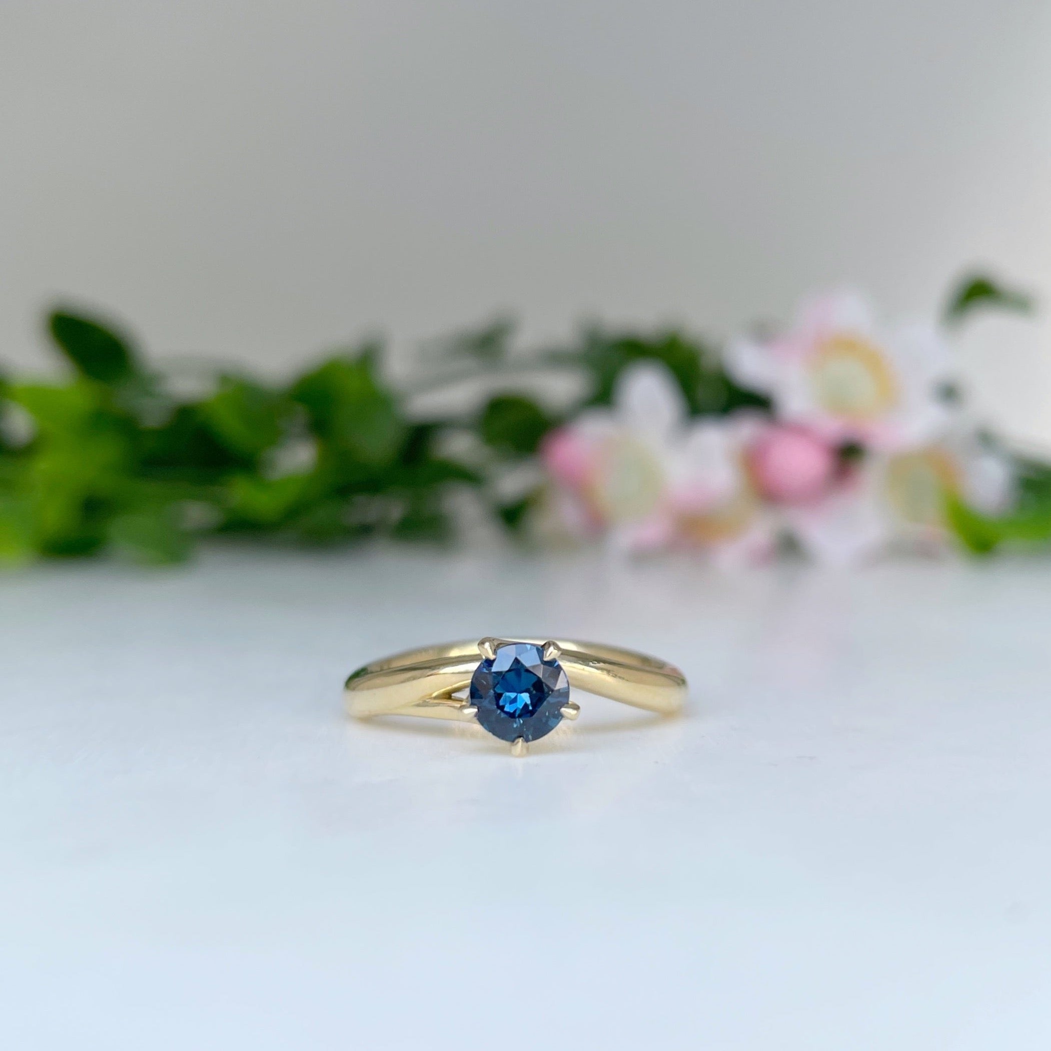 ‘Blossom’ 0.51ct Australian Blue Sapphire 18ct Yellow Gold Ring Jason Ree Design 