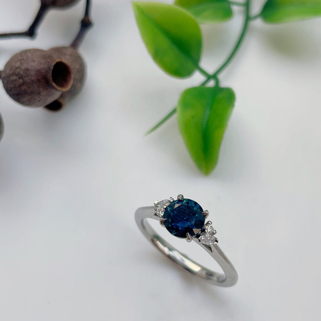 ‘Pia’ 1.08ct Blue Australian Sapphire & Diamond Platinum Ring Ring Jason Ree Design 