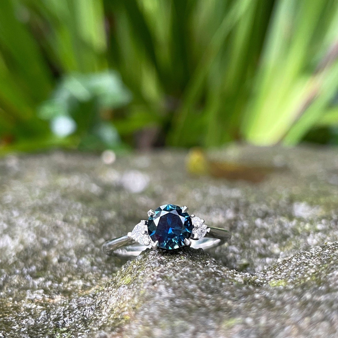 ‘Pia’ 1.08ct Blue Australian Sapphire & Diamond Platinum Ring Ring Jason Ree Design 