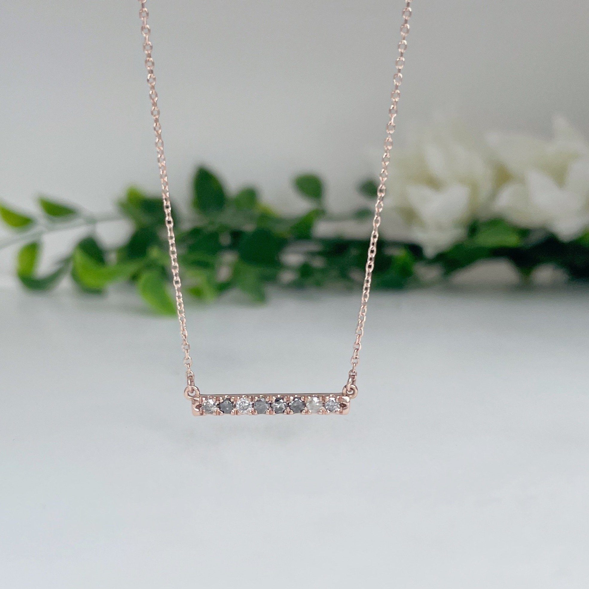 ‘Antoinette’ mini Salt & Pepper diamond rose gold necklace Jason Ree Design 