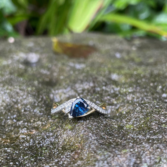 ‘Entwine’ 0.95t Australian Blue Sapphire & Diamond Ring Ring Jason Ree Design 