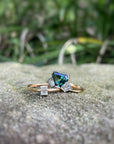 "Monaco" 1.99ct Australian Sapphire and Baguette Diamond Fan Ring Ring JasonRee 