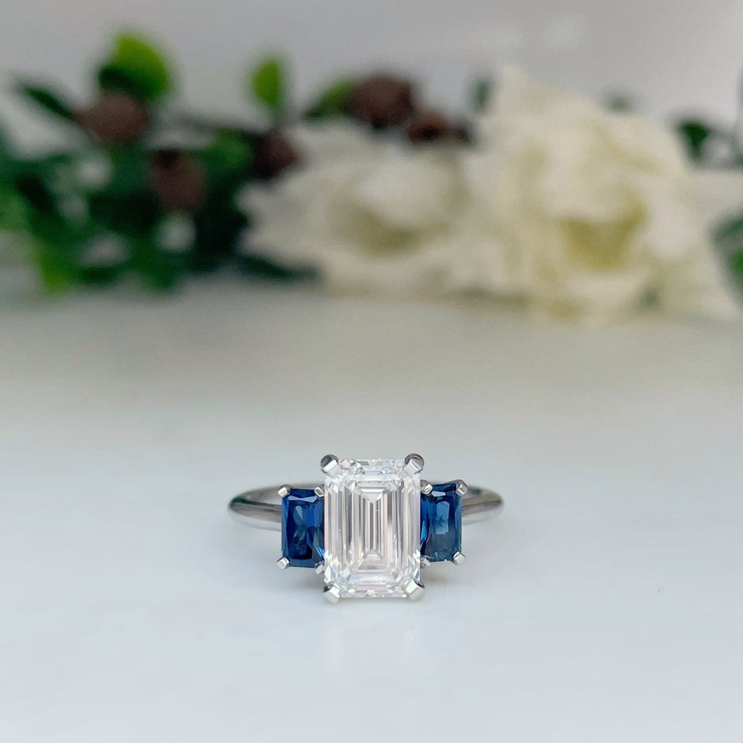 ‘Olympia’ Lab Grown 2.01ct E VS1 Diamond & Australian Sapphire Platinum Ring Ring Jason Ree Design 
