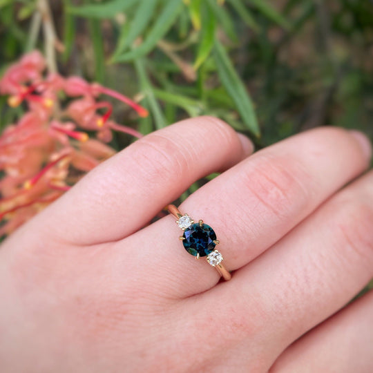 ‘Riverina Round’ 1.11ct Australian Blue sapphire & diamond ring Ring Jason Ree Design 