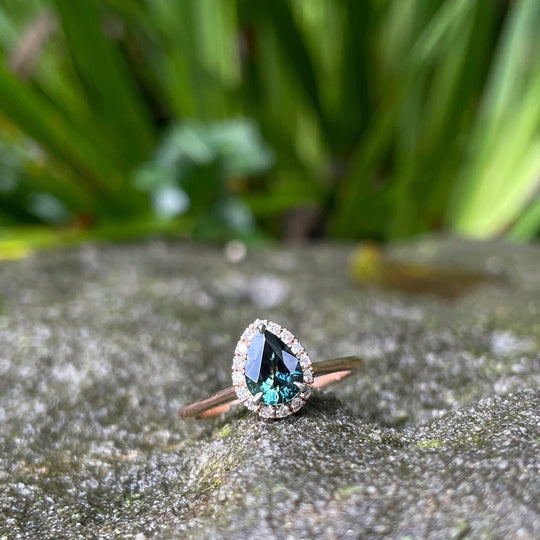 ‘Eden’ 1.04ct Teal Australian Sapphire & Diamond Ring Ring Jason Ree Design 