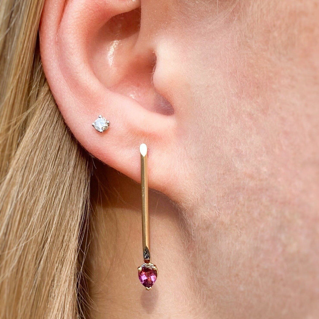 "Eila" Pink Tourmaline Pear Bar Drop Earrings Earrings JasonRee 