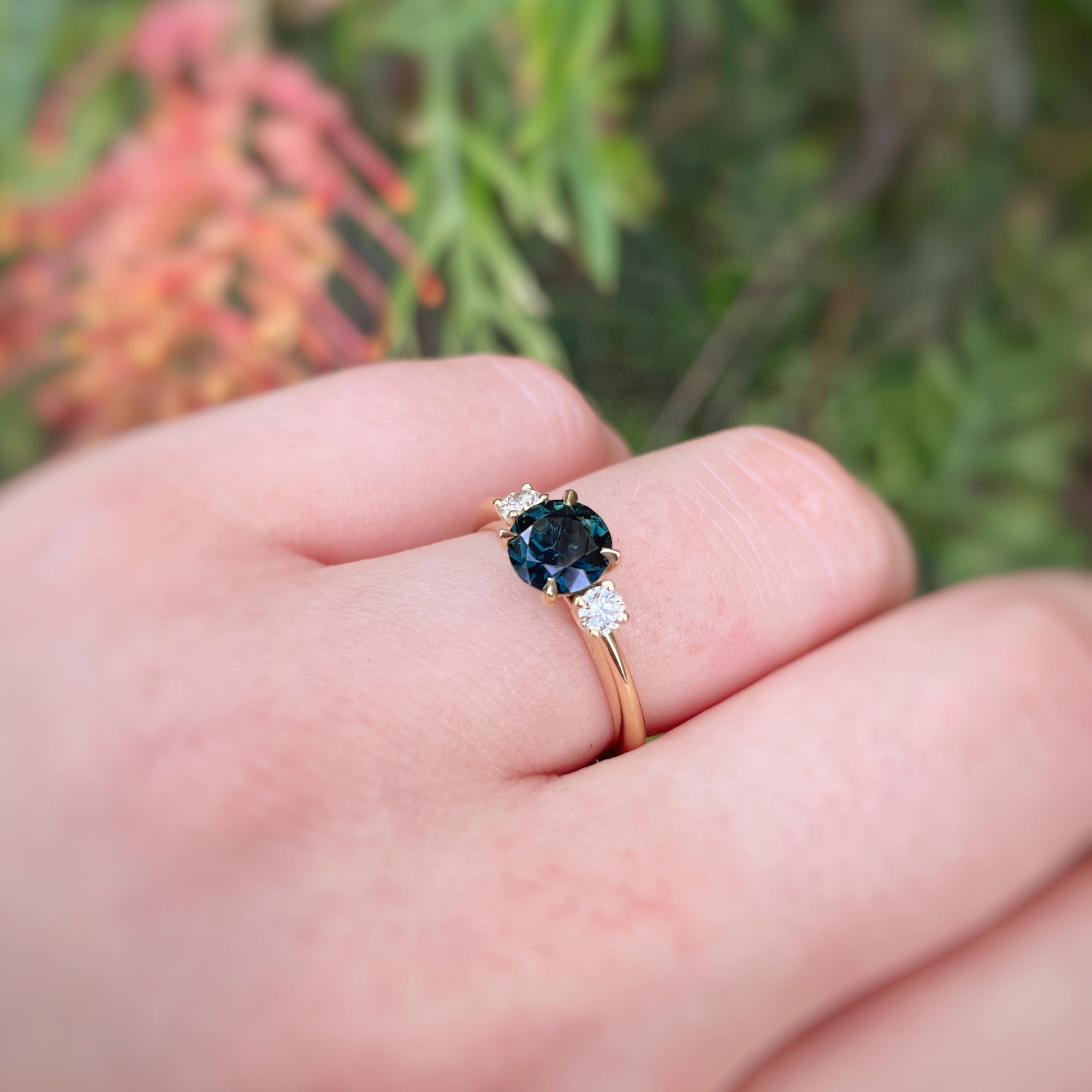 ‘Riverina Round’ 1.11ct Australian Blue sapphire &amp; diamond ring Ring Jason Ree Design 