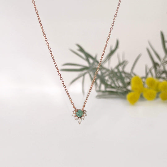 "Tilly" Green Australian Sapphire & Diamond Rose Gold Necklace Pendant Jason Ree Design 
