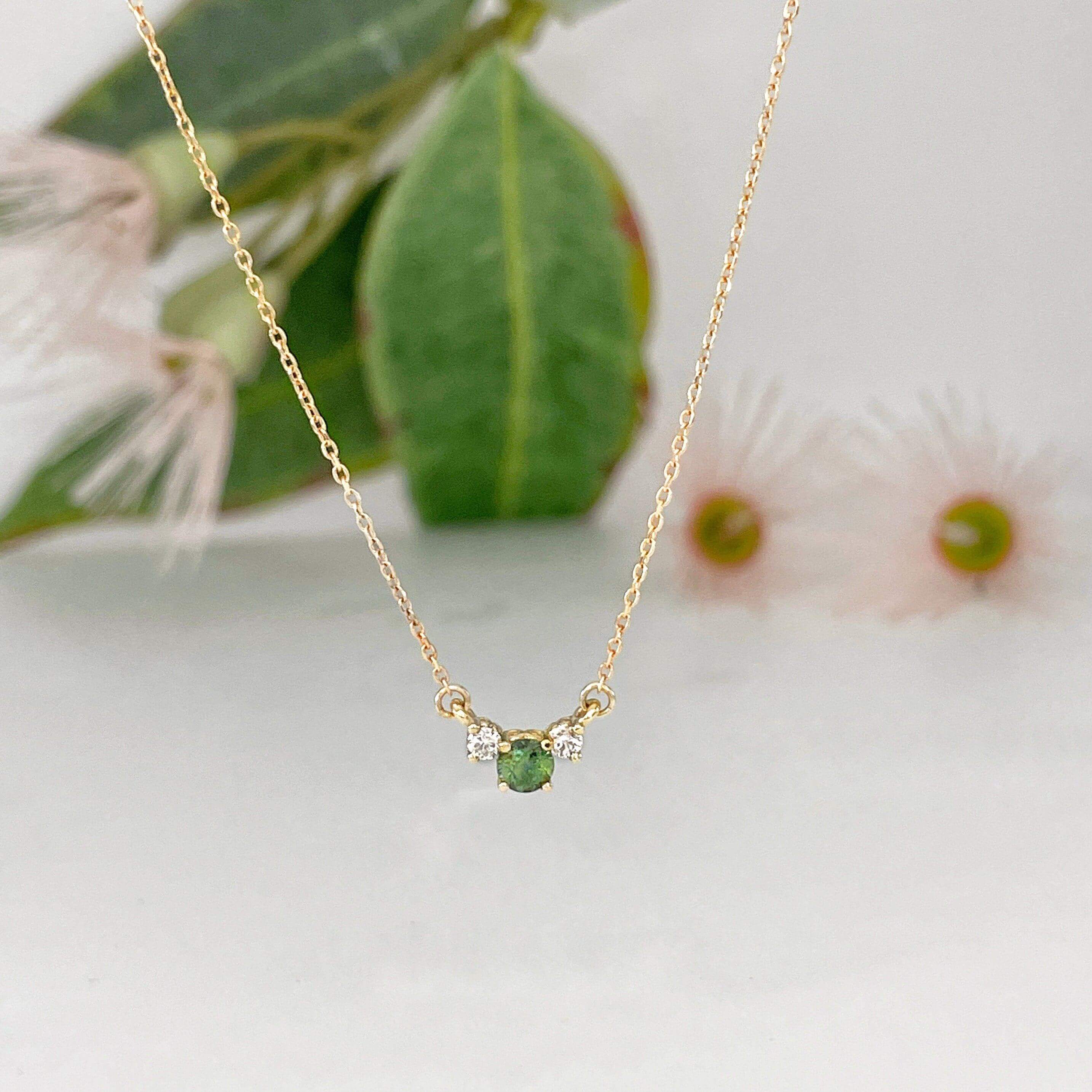 ''Bijou'' Green Australian Sapphire & Diamond Necklace Pendant Jason Ree Design 