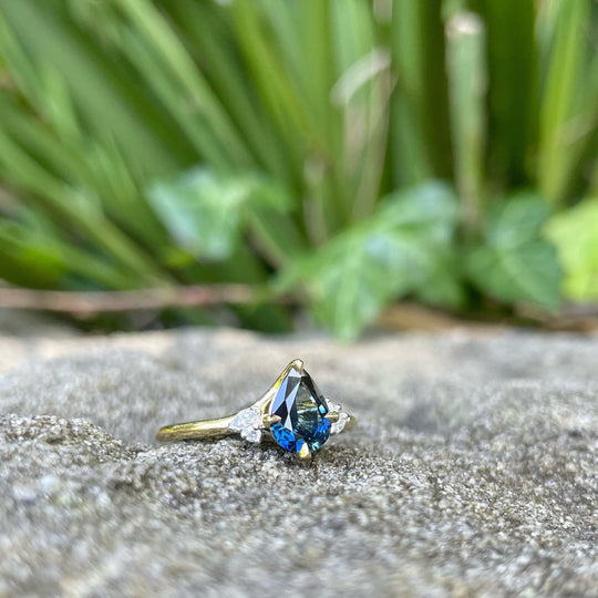 ‘Mistral’ 0.98ct Australian Pear-Cut Sapphire & Diamond Ring Ring Jason Ree Design 