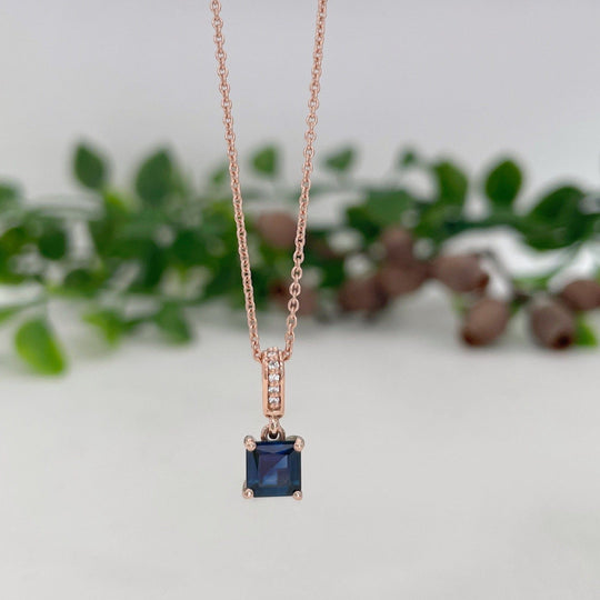 'Isabeau' 0.84ct Blue Australian Sapphire rose gold necklace Pendant Jason Ree Design 