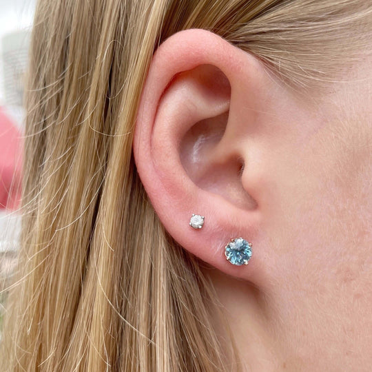Aquamarine rose gold stud earrings Earrings Jason Ree Design 