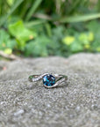 ‘La Mer’ 0.90ct deep Teal Australian Sapphire 18ct white gold ring Jason Ree Design 