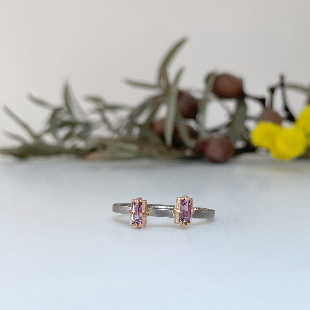 "Mosaic" Pink Purple Sapphire Duo Stacking Ring | White Gold Ring JasonRee 