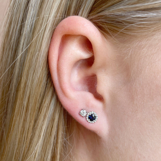 ‘Angelica’ blue Australian sapphire & diamond Halo earrings Earrings Jason Ree Design 