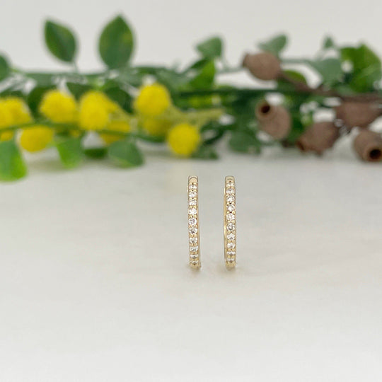 ‘Mademoiselle’ XL diamond hoop yellow gold earrings Earrings Jason Ree Design 