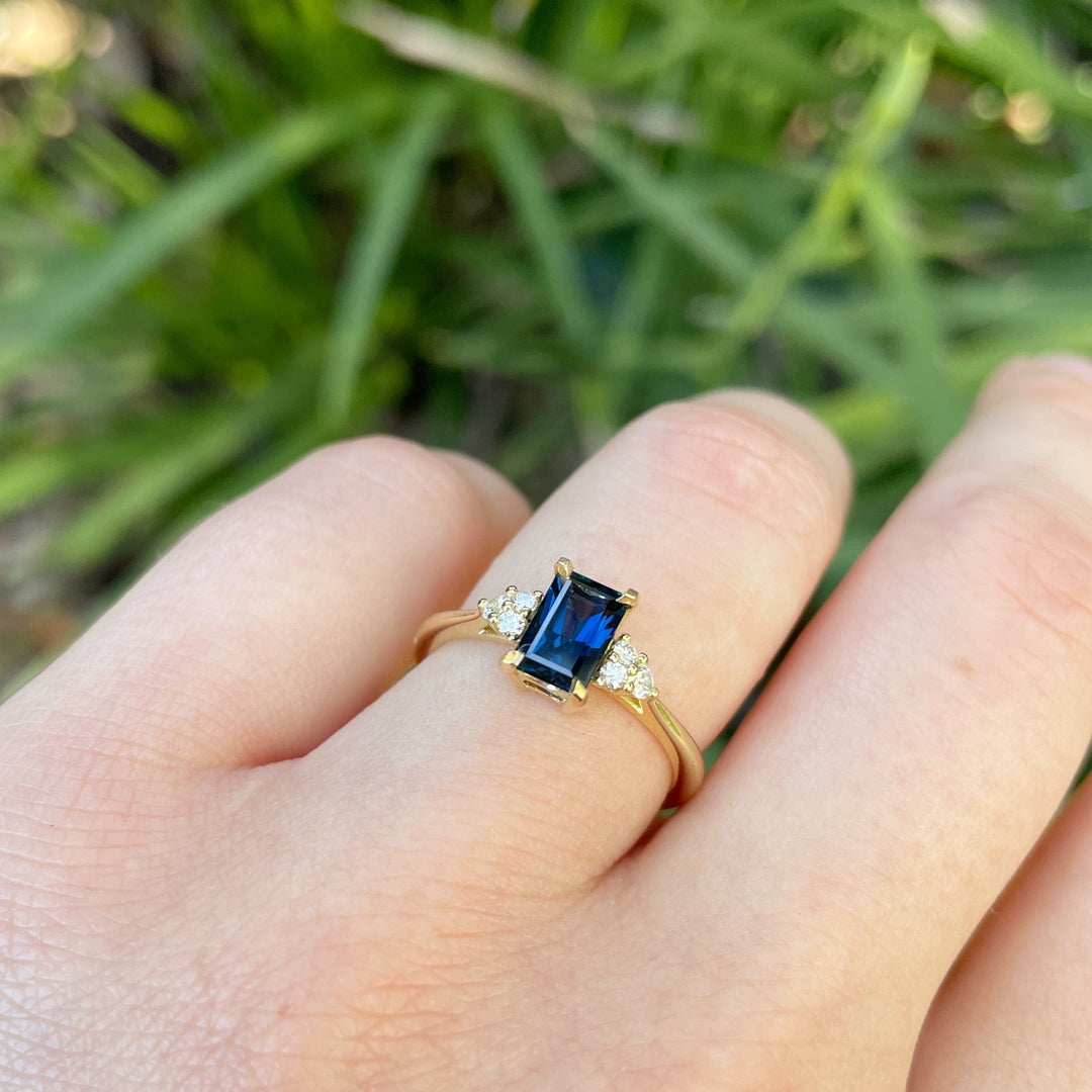 ‘MiMi’ 1.01ct Australian Blue Sapphire Baguette & Diamond Ring Ring Jason Ree Design 