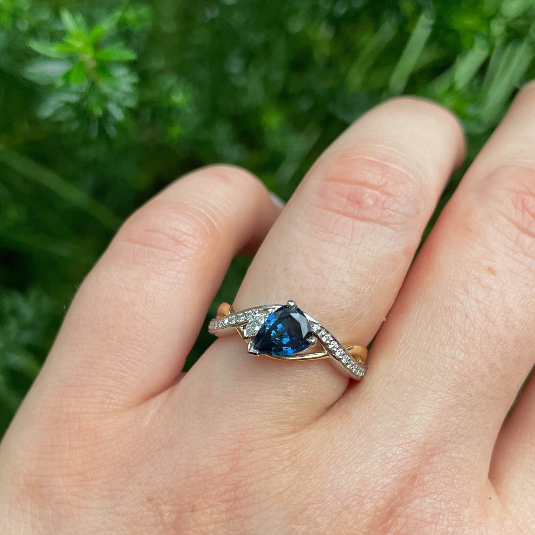‘Entwine’ 0.95t Australian Blue Sapphire & Diamond Ring Ring Jason Ree Design 