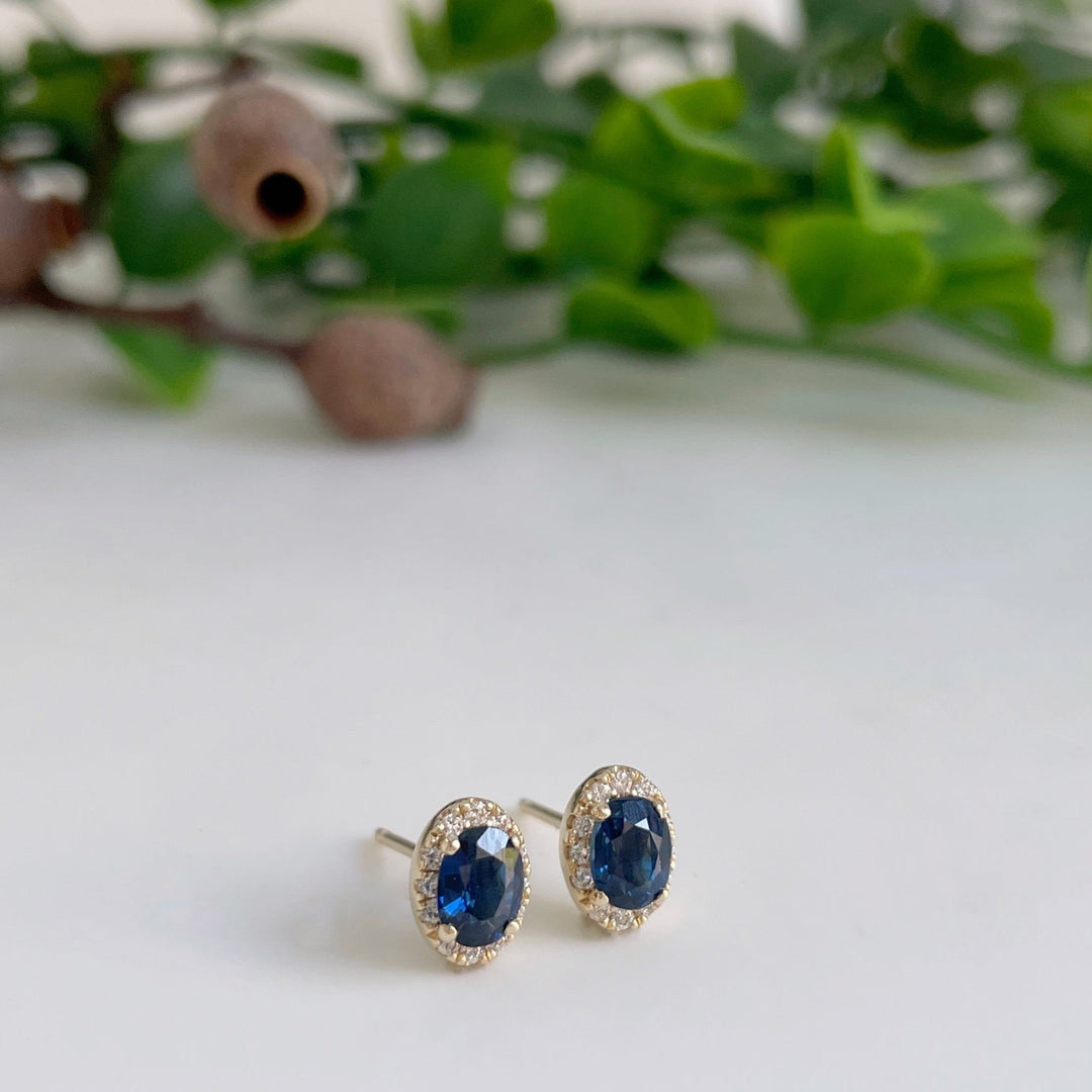Mini ‘Anja’ Australian Blue Sapphire & Diamond earrings Earrings Jason Ree Design 
