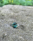Round brilliant-cut 1.57ct Teal Australian Sapphire HighWire ring Ring Jason Ree Design 