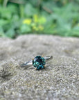 Round brilliant-cut 1.57ct Teal Australian Sapphire HighWire ring Ring Jason Ree Design 