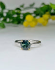 Round brilliant-cut 1.57ct Teal Australian Sapphire HighWire ring Ring Jason Ree Design 