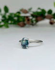 "HighWire" 1.69ct teal Australian sapphire and platinum ring 