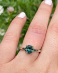 Round brilliant-cut 1.57ct Teal Australian Sapphire HighWire ring Ring Jason Ree Design 