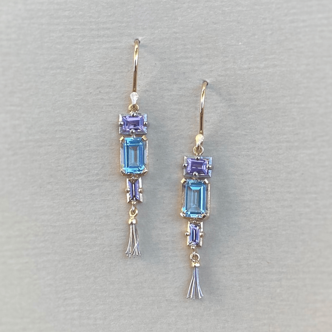 "Mosaic" Aquamarine and Sapphire Earrings Earrings JasonRee 