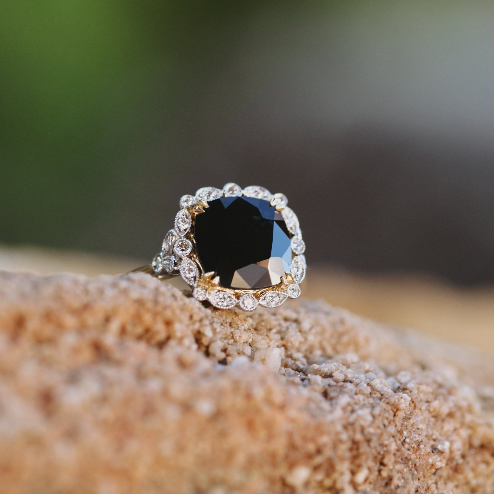 "Tosca Venetia" 4.62ct Black Australian Sapphire Cocktail Ring Ring JasonRee 