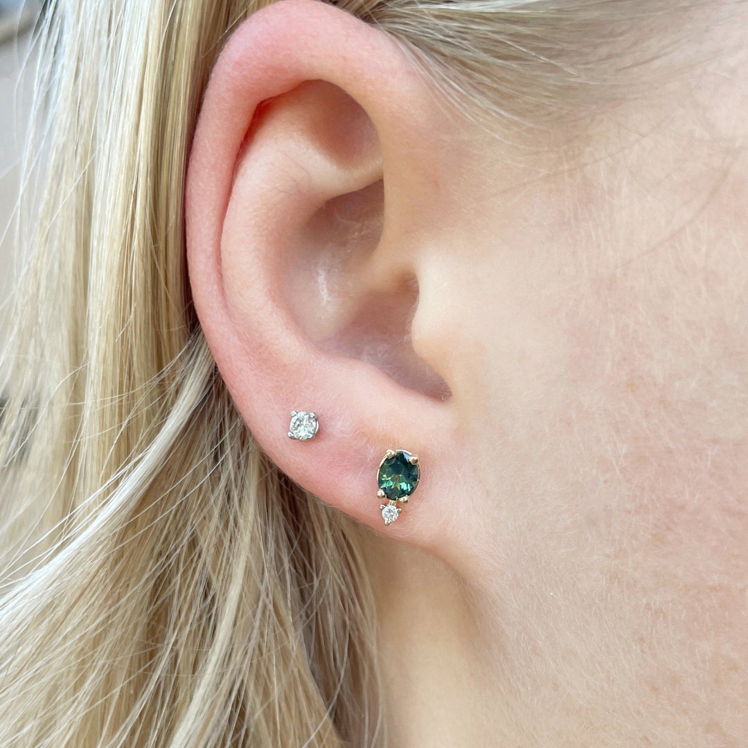 ‘Kyra’ teal Australian sapphire & diamond earrings Earrings Jason Ree Design 