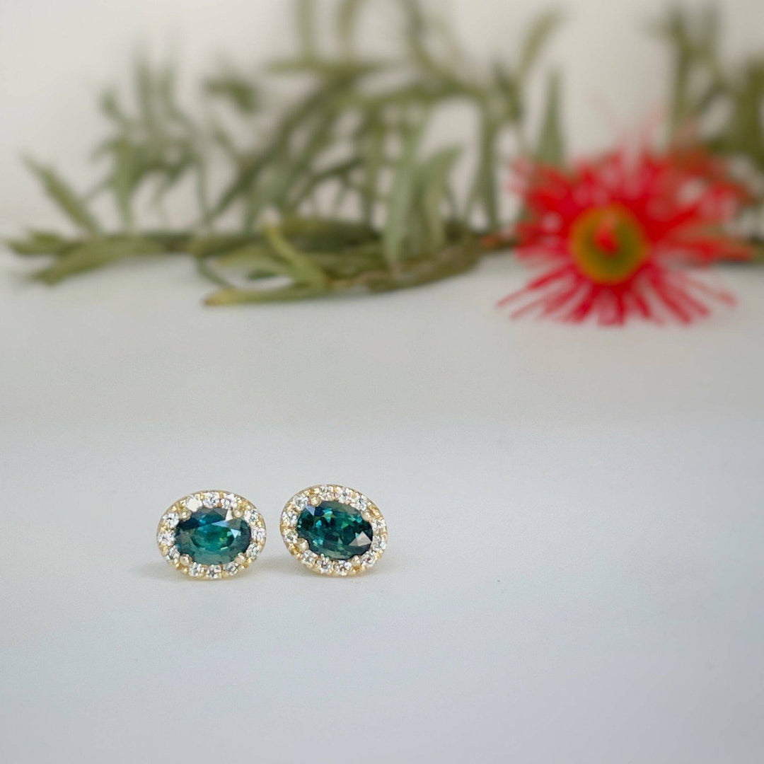 ‘Anja’ Australian Sapphire & diamond earrings Earrings Jason Ree Design 