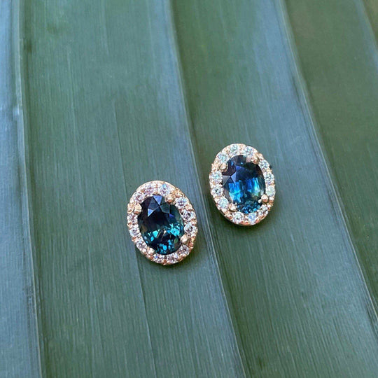 ‘Anja’ Australian Sapphire & diamond earrings Earrings Jason Ree Design 